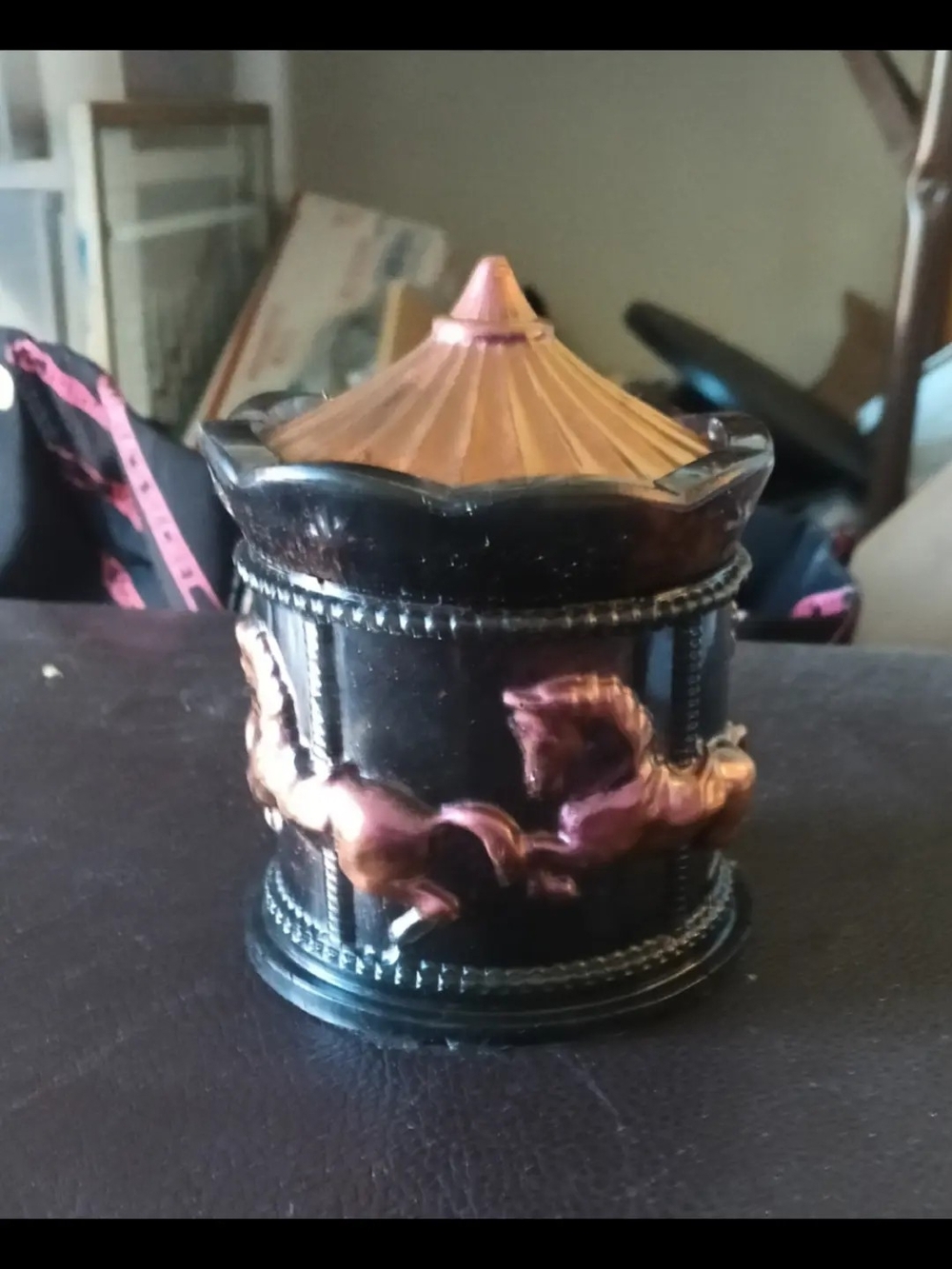 Black and Copper Carousel Horse Decorative Jar - Home Accents
